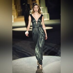 Rare! Roberto Cavalli F/W 2007 Green Metallic Cleopatra Dress Gown Size 40 NWT